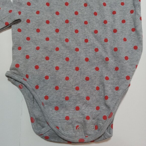 OshKosh B'Gosh 12 Months Sz 1 Shirt Gray Red Polka Dot New w/ Tags - Picture 2 of 10